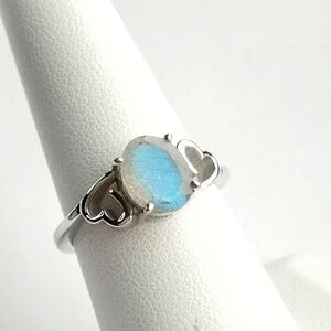 Sterling silver baby blue labradorite ring with hearts size 8 🆕